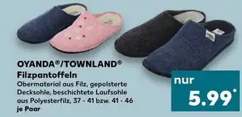 Kaufland Oyanda/ Townland Filzpantoffeln tilbud