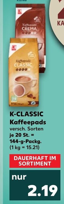 Kaufland DE K-Classic Kaffeepads tilbud
