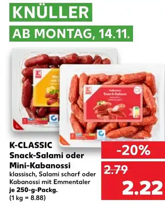 Kaufland K-Classic Snack Salami oder Mini-Kabanossi tilbud