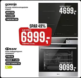 Skousen Gorenje induktionskogeplade its637 + gram indbygningsovn 20op663x tilbud