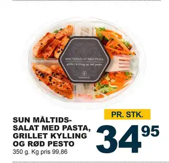 Let-Køb Sun måltidssalat med pasta, grillet kylling og rød pesto tilbud