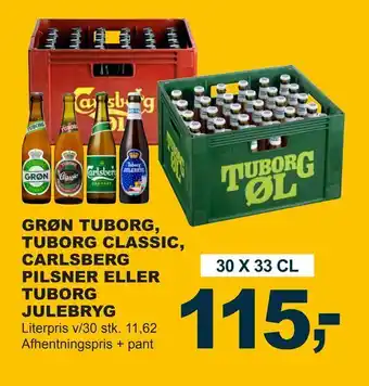 Let-Køb Grøn tuborg, tuborg classic, carlsberg pilsner eller tuborg julebryg tilbud