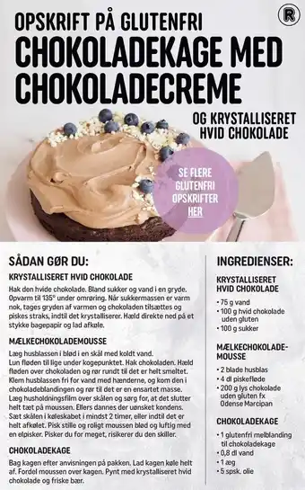 REMA 1000 Opskrift på glutenfri chokoladekage m. chokoladecreme tilbud