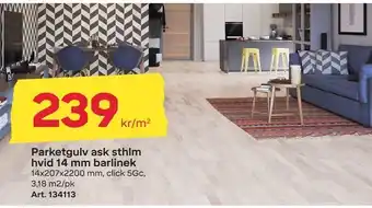 Parketgulv ask sthlm hvid 14 mm barlinek