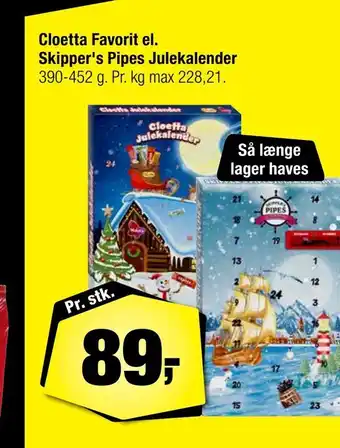 Calle Cloetta favorit el. skipper's pipes julekalender tilbud