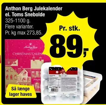 Calle Anthon berg julekalender el. toms snebolde tilbud