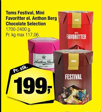 Calle Toms festival, mini favoritter el. anthon berg chocolate selection tilbud