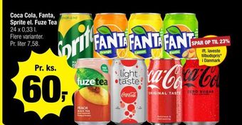 Calle Coca cola, fanta, sprite el. fuze tea tilbud