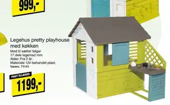 Harald Nyborg Legehus pretty playhouse med køkken tilbud