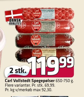 Fleggaard Carl vollstedt spegepølser tilbud