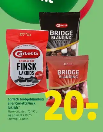 Coop 365 Carletti bridge blanding eller carletti finsk lakrids tilbud