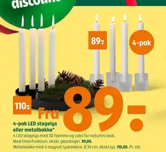 Coop 365 4-pak led stagelys eller metalbakke tilbud