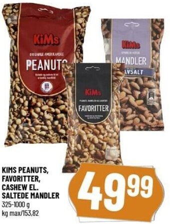 Løvbjerg Kims Peanut, Favoritter, Cashew El. Saltede Mandler 325-1000g tilbud