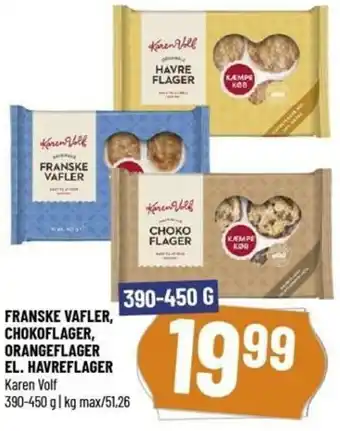Franske Vafler, Chokoflager, Orangeflager El. Havreflager 390-450g