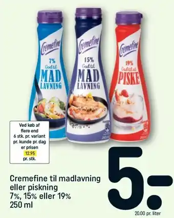 REMA 1000 Cremefine Til Madlavning Eller Piskning 250ml tilbud
