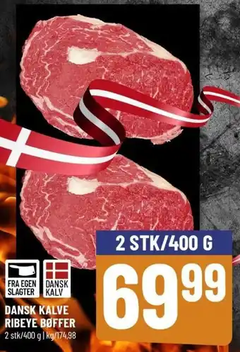 Dansk Kalve Ribeye Bøffer 400g