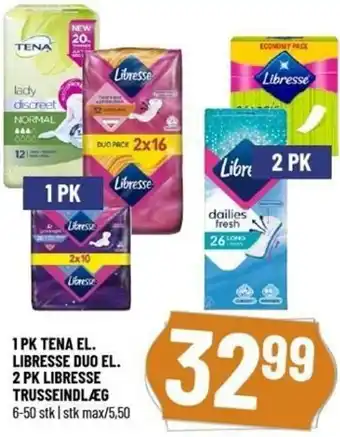 Løvbjerg 1Pk Tena El. Libresse Duo El. 2Pk Libresse Trusseindlæg tilbud