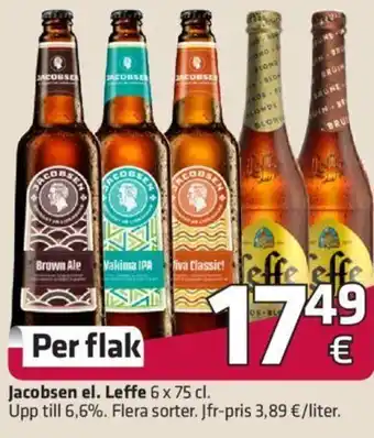 Fleggaard Jacobsen el, Leffe 6 x 75 cl. tilbud