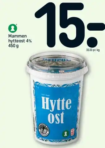 REMA 1000 Mammen Hytteost 4% 450g tilbud