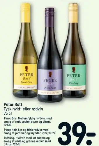 REMA 1000 Peter Bott Tysk Hvid- eller Rødvin 75 cl tilbud