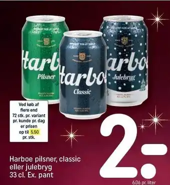 REMA 1000 Harboe pilsner, classic el. julebryg tilbud