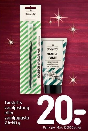 REMA 1000 Tørsleffs vaniljestang el. vaniljepasta tilbud