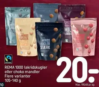 REMA 1000 Lakridskugler el. choko mandler tilbud