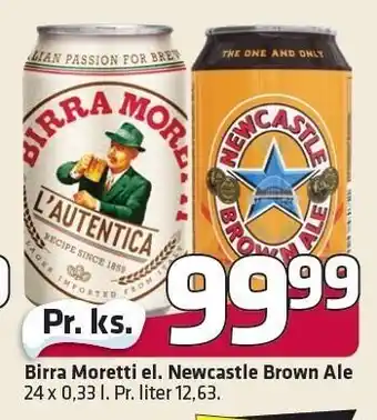 Fleggaard Birra moretti el. newcastle brown ale tilbud