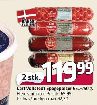 Fleggaard Carl vollstedt spegepølser 2 stk. tilbud