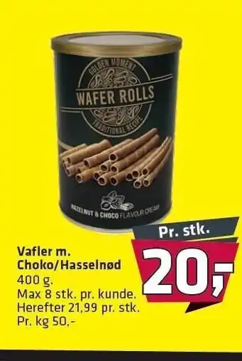 Vafler m. choko/hasselnød