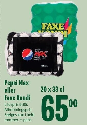 Min Købmand Pepsi max el. faxe kondi tilbud