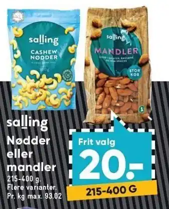 Bilka Salling nødder el. mandler tilbud