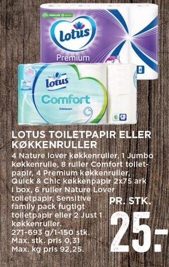 MENY Lotus toiletpapir el. køkkenruller tilbud