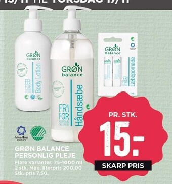 MENY Grøn balance personlig pleje tilbud