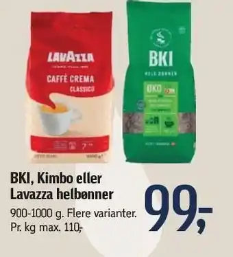 Føtex Bki, kimbo el. lavazza bønner tilbud