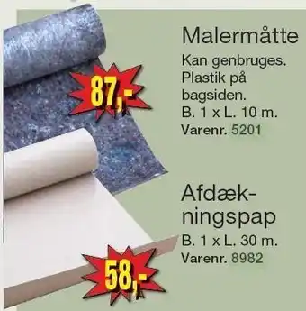Harald Nyborg Malermåtte el. afdækningspap tilbud