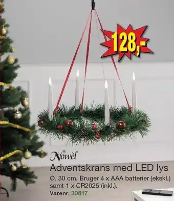 Adventskrans m. led lys