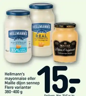 REMA 1000 Hellmann's Mayonnaise 380-400 g tilbud
