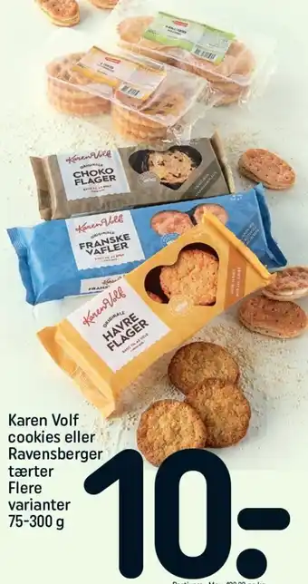 REMA 1000 Karen Volf Cookies eller Ravensberger tærter 75-300 g tilbud