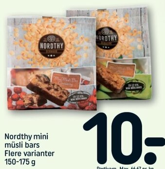 REMA 1000 Nordthy Mini Müsli Bars 150-175 g tilbud