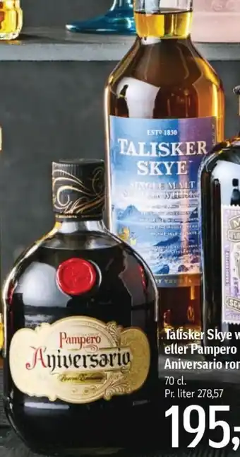 Føtex Talisker Skye whiskey eller Pampero Aniversario rom 70 cl. tilbud