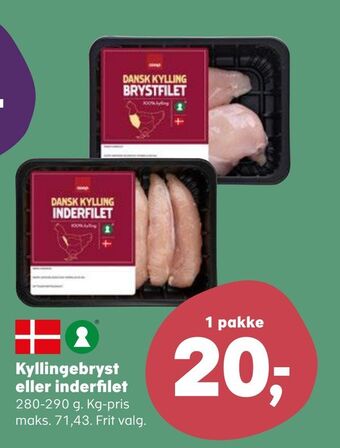 Kvickly Kyllingebryst eller inderfilet tilbud