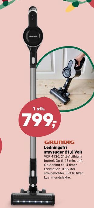 Kvickly Ledningsfri støvsuger 21,6 volt tilbud