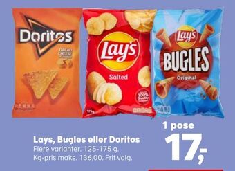 Kvickly Lays, bugles eller doritos tilbud