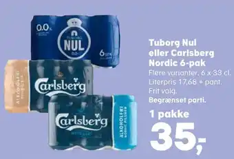 SuperBrugsen Tuborg nul eller carlsberg nordic 6-pak tilbud