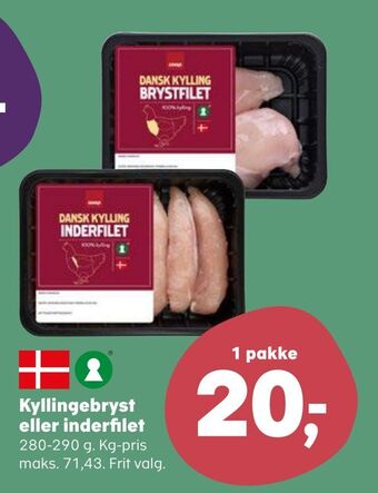 SuperBrugsen Kyllingebryst eller inderfilet tilbud
