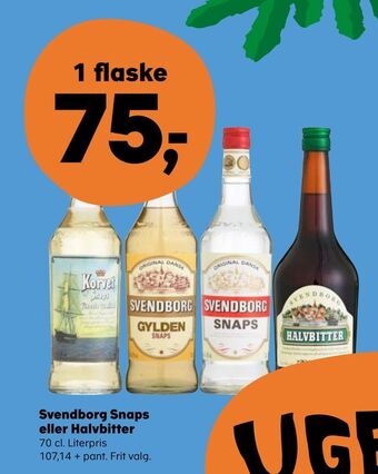 SuperBrugsen Svendborg snaps eller halvbitter tilbud