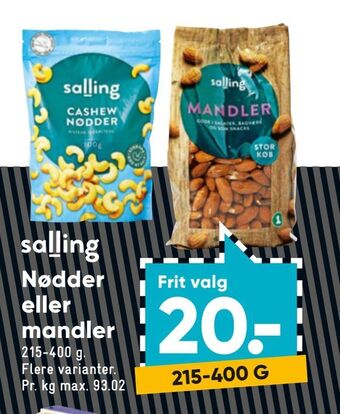 Bilka Nødder eller mandler tilbud