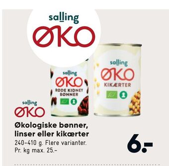 Bilka Økologiske bønner, linser eller kikærter tilbud