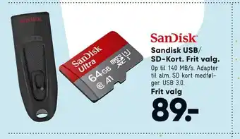 Bilka Sandisk usb/ sd-kort. frit valg tilbud